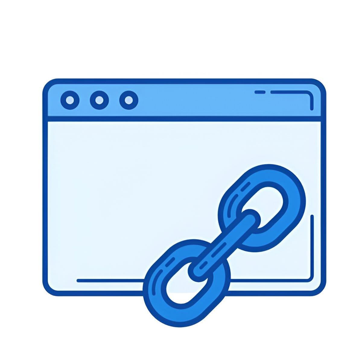 A browser window with a chain, symbolizing backlinks.