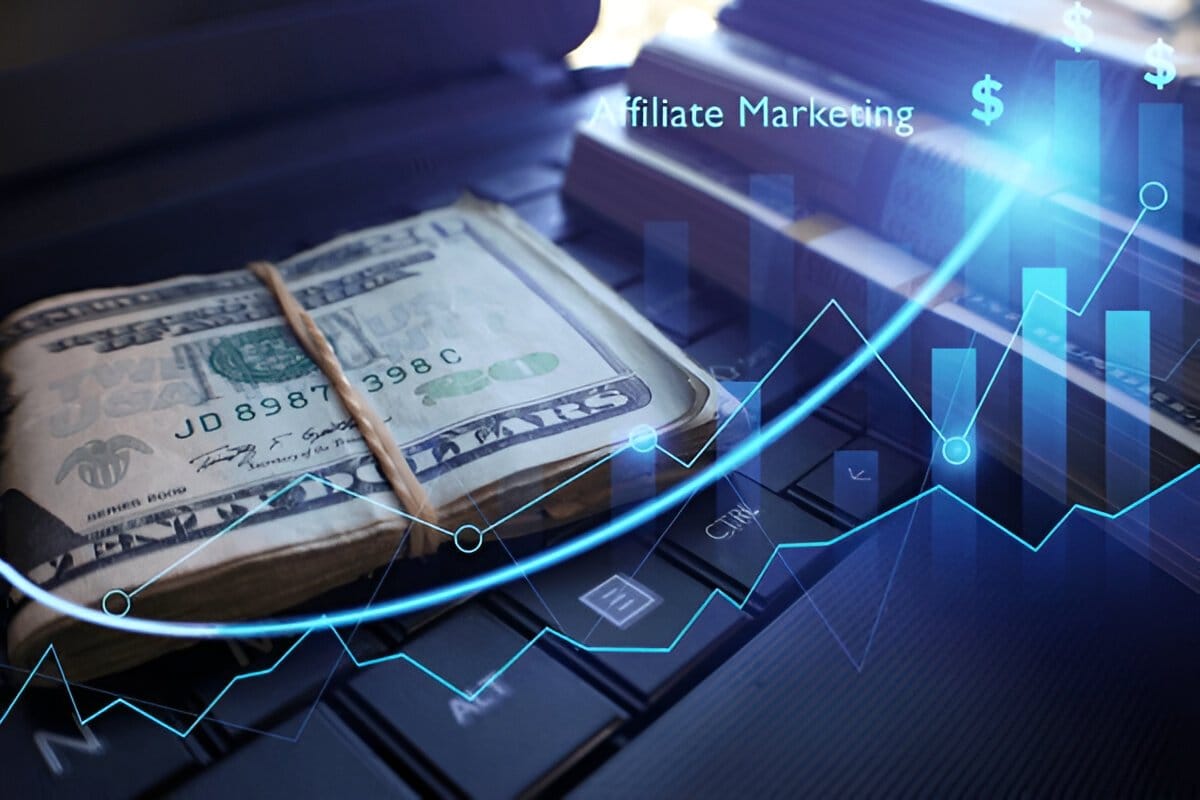 Dollar bills, affiliate marketing growth chart